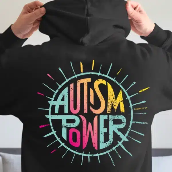 Sweat noir avec imprimé « AUTISM POWER » dans le dos – collection Lucky Autist